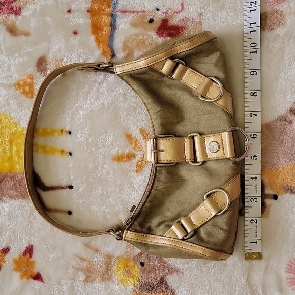 🤎 OLIVE GOLD SILVER VINTAGE Y2K XOXO SMALL SHOULDER HAND BAG - Picture 3 of 8